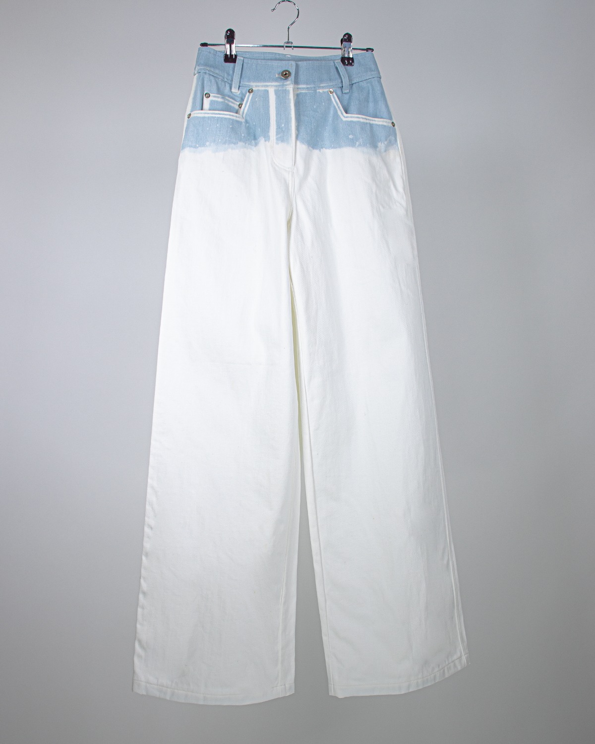 Blue bleached Washing Wide Denim jeans(Women)